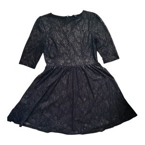 Black Floral Lace Dress with Gold Shimmer